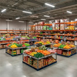 продукты питания на складе на стеллажах фото
