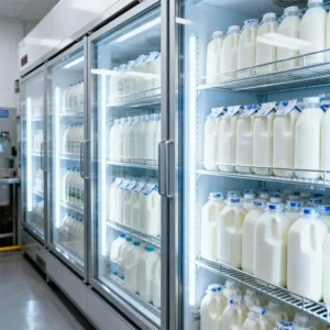 витрина с молочными продуктами на складе ответственного хранения