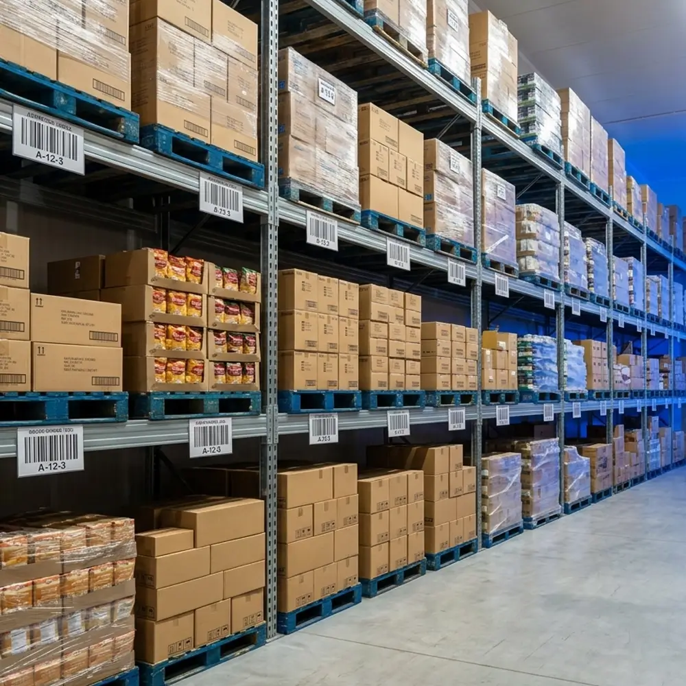стеллаж на складе ответственного хранения продуктов